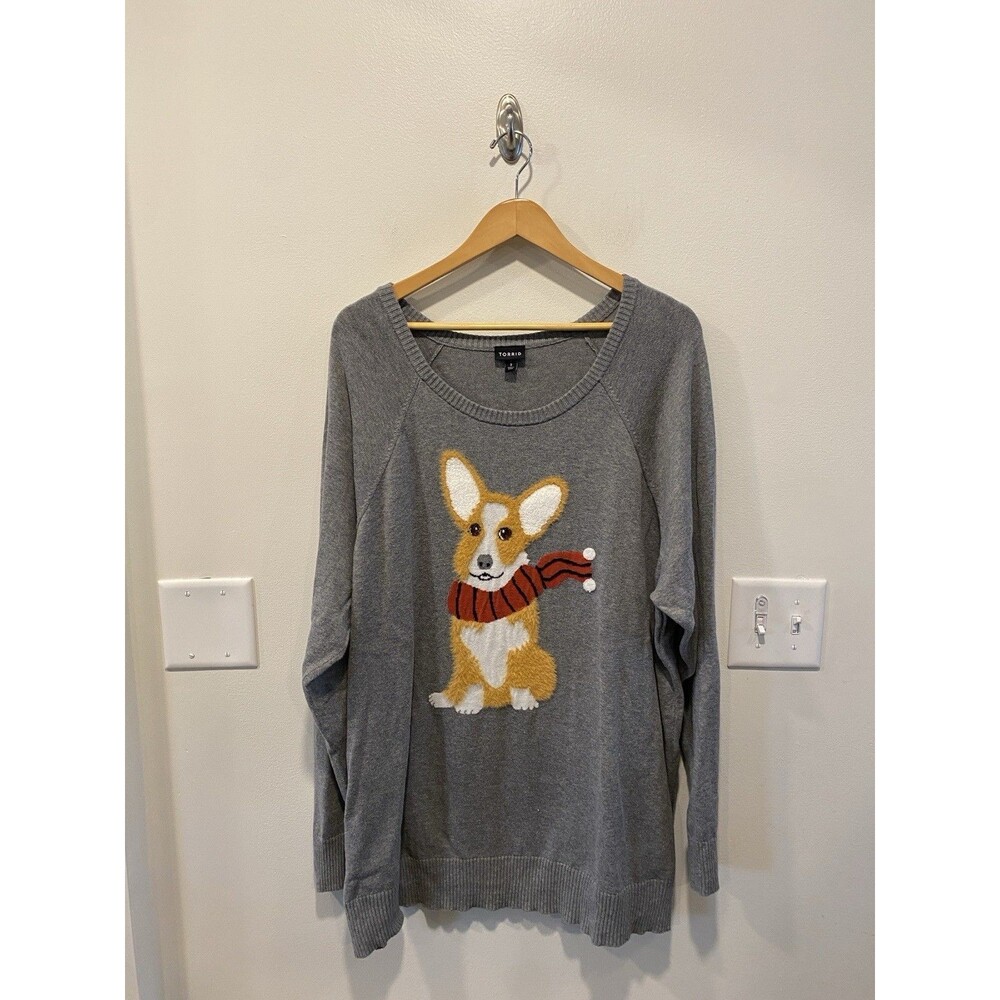 Torrid Women's Corgi Sweater Size 3 Dog Puppy Pullover 100% cotton